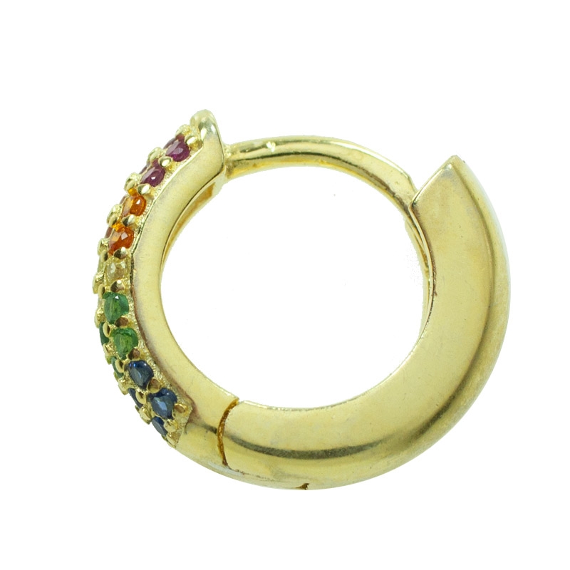 Aros dorados tres líneas de circonitas