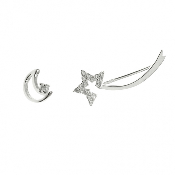 Pendientes asimétricos estrella fugaz y luna