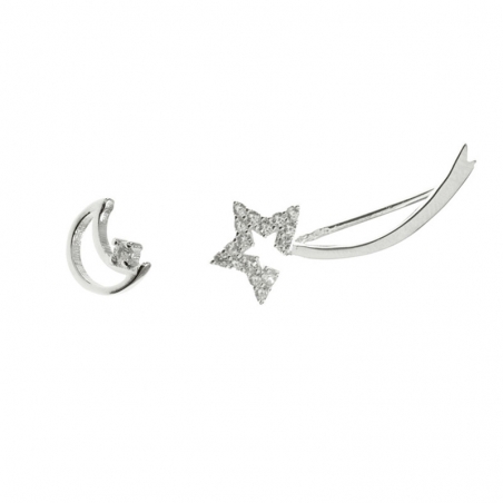 Pendientes asimétricos estrella fugaz y luna
