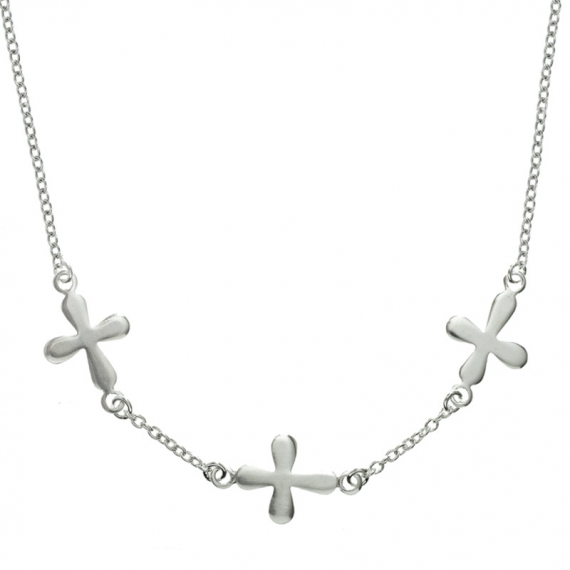 Collar cruces puntas redondas Plata de Ley