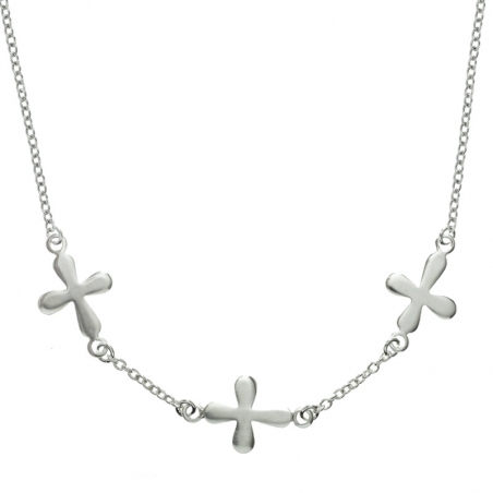 Collar cruces puntas redondas Plata de Ley