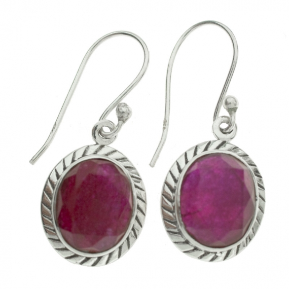 Pendientes largos rubí Plata de Ley