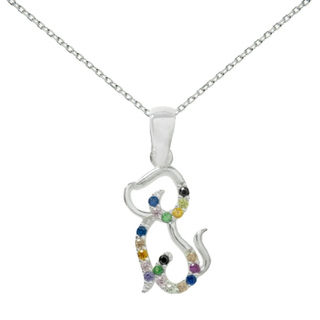 Collar perro con circonitas Plata de Ley