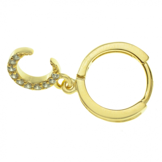 Aros dorados con luna Plata de Ley 2