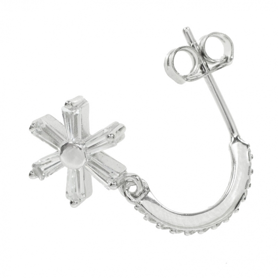 Pendientes flor baguette Plata de Ley 2