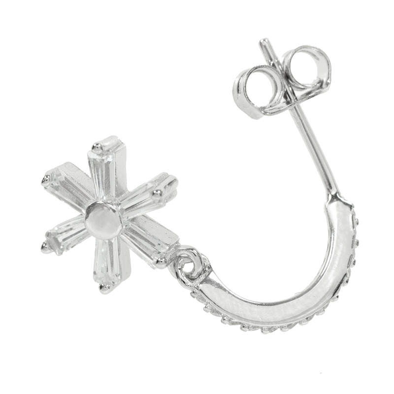 Pendientes flor baguette Plata de Ley