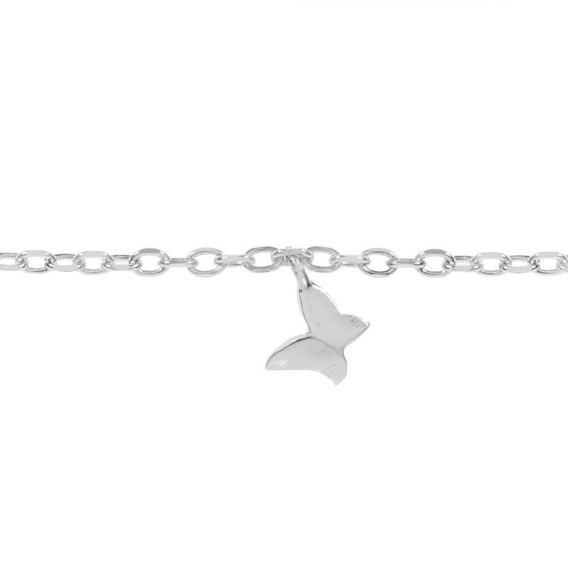 Pulsera con tacón y mariposas Plata de Ley