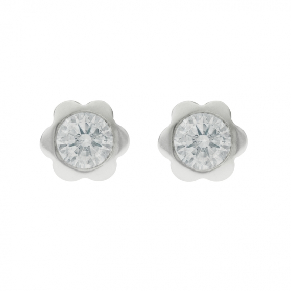 Pendientes flor con rosca Plata de Ley