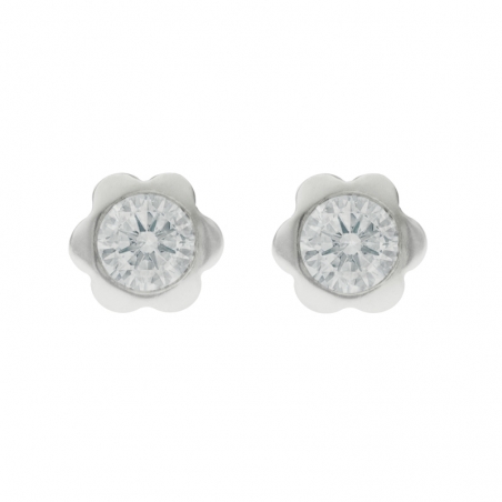 Pendientes flor con rosca Plata de Ley