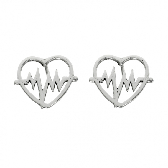 Pendientes corazón electrocardiograma Plata de Ley