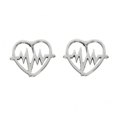 Pendientes corazón electrocardiograma Plata de Ley