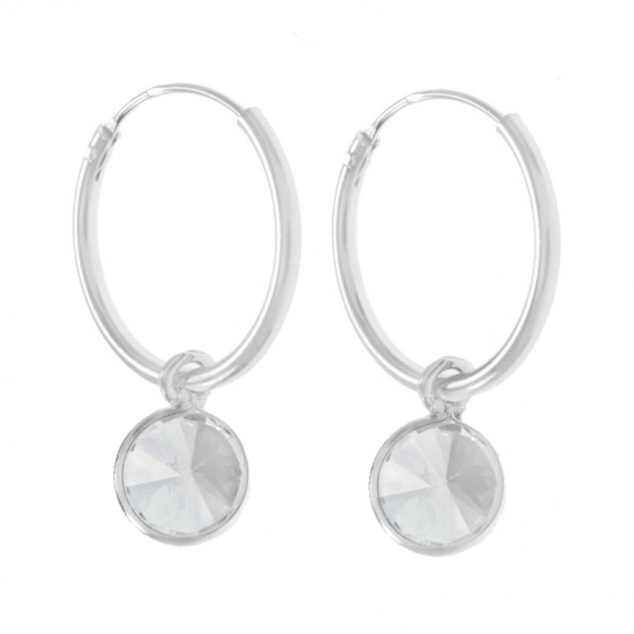 Aros con cristal blanco Plata de Ley