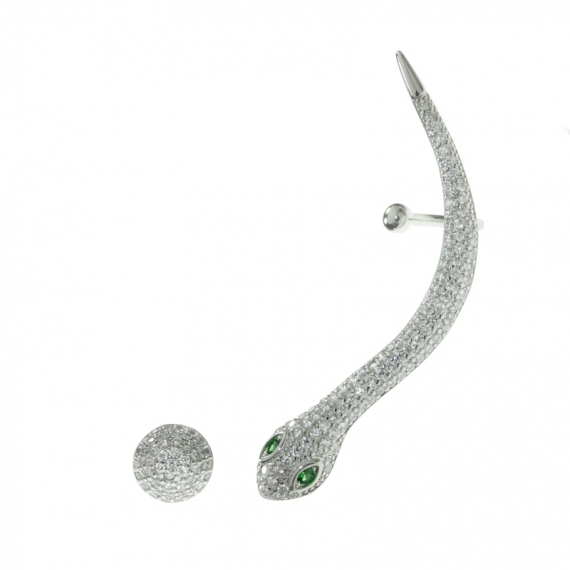 Pendientes asimétricos serpiente Plata de Ley