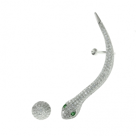 Pendientes asimétricos serpiente Plata de Ley