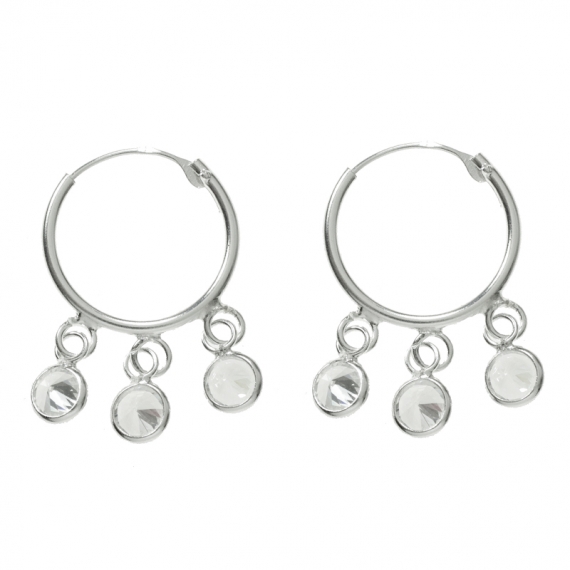 Aros con triple punto de luz Plata de Ley