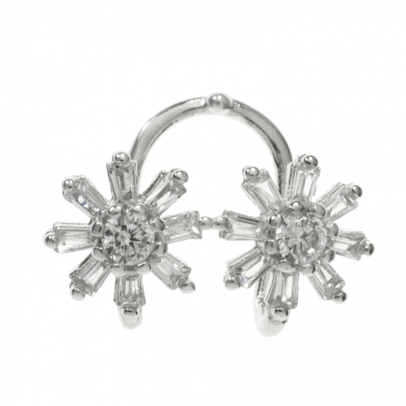 Ear cuff flores con circonitas baguette