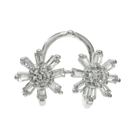 Ear cuff flores con circonitas baguette