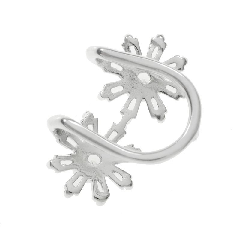 Ear cuff flores con circonitas baguette