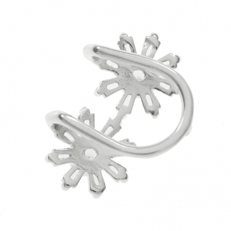 Ear cuff flores con circonitas baguette