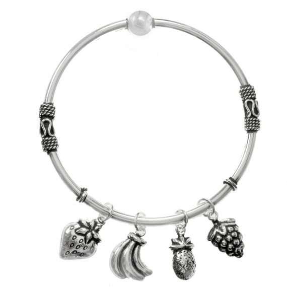 Pulsera Bali frutas Plata de Ley