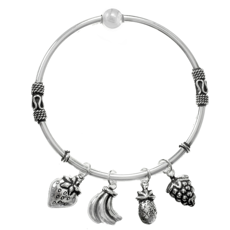 Pulsera Bali frutas Plata de Ley