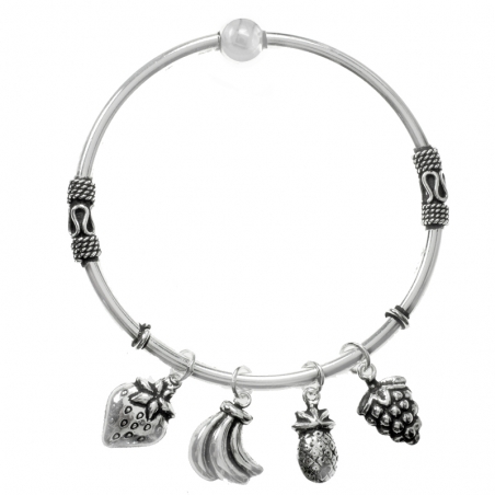 Pulsera Bali frutas Plata de Ley