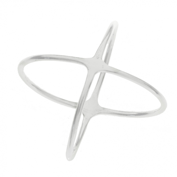 Anillo X cruzado Plata de Ley