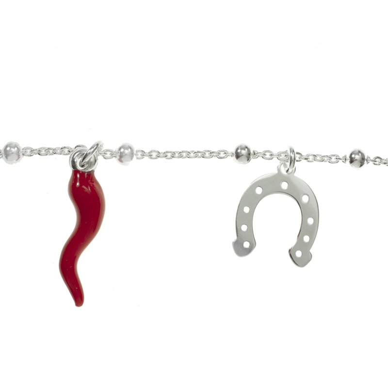 Pulsera cornicello Plata de Ley