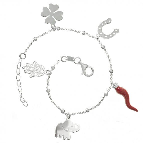 Pulsera cornicello Plata de Ley