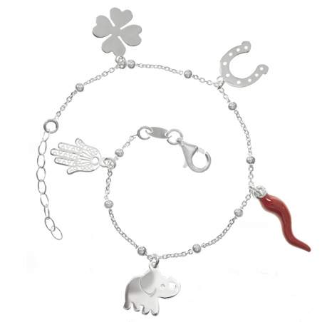Pulsera cornicello Plata de Ley