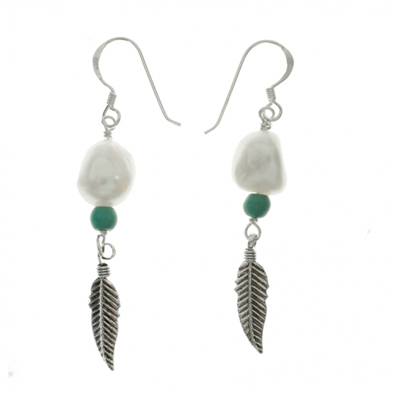 Pendientes Boho con perla Plata de Ley