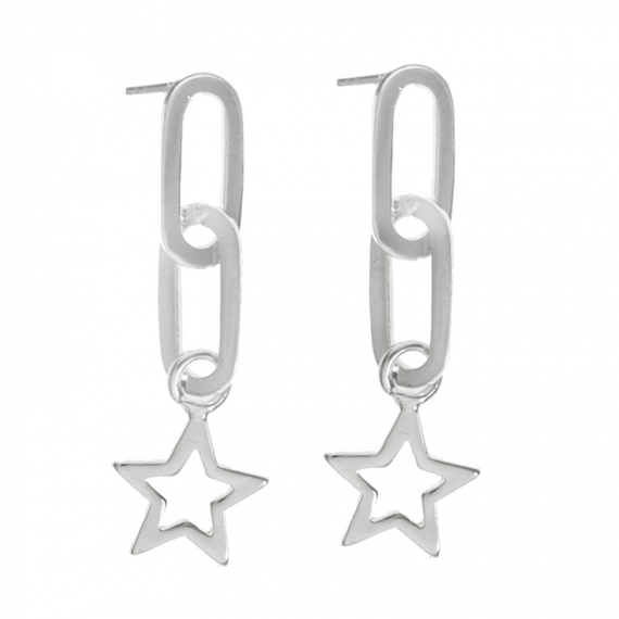 Pendientes cadena con estrella Plata de Ley