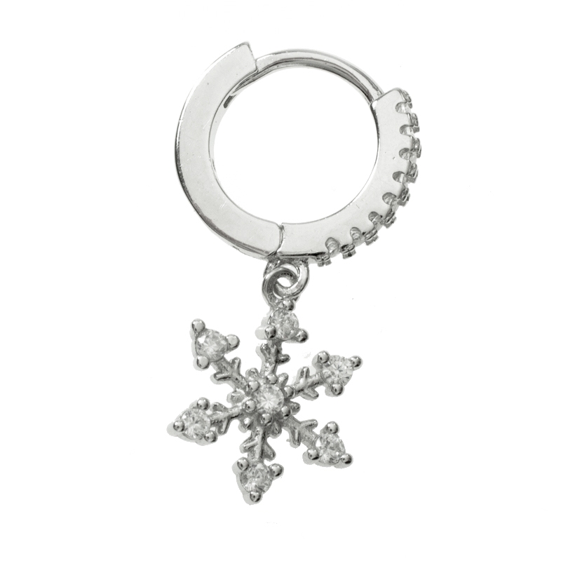 Aro con copo de nieve Plata de Ley