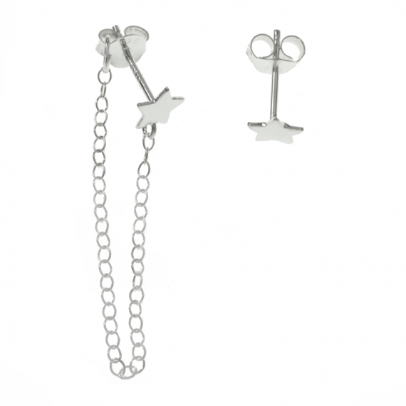 Pendientes asimétricos mini estrella