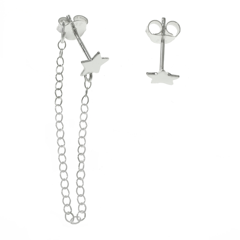 Pendientes asimétricos mini estrella