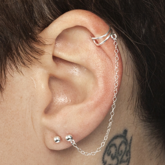 Pendientes con ear cuff Plata de Ley 2