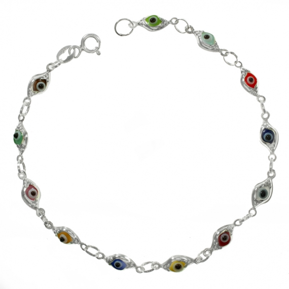 Pulsera ojo turco eslabón mini multicolor