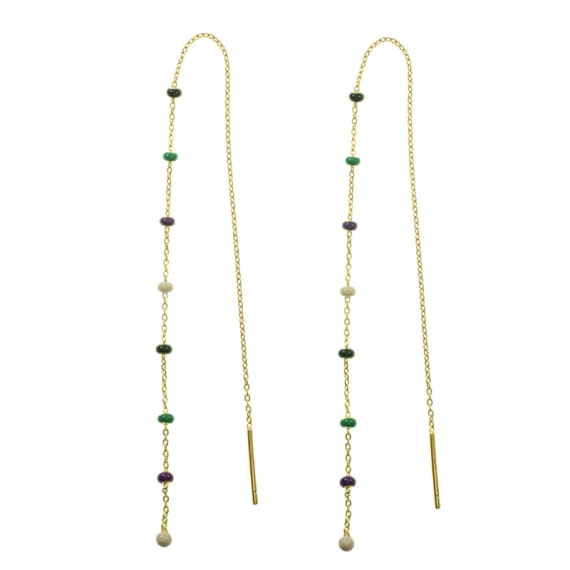 Pendientes cadena de bolitas esmaltadas