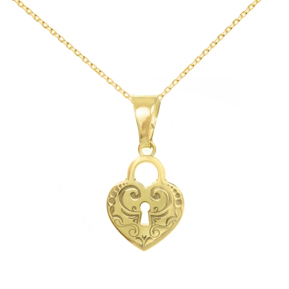 Collar candado corazón Plata de Ley