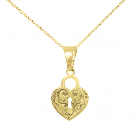 Collar candado corazón Plata de Ley