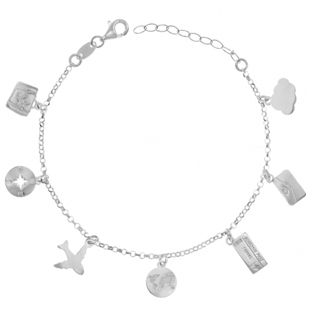 Pulsera dijes viajes Plata de Ley