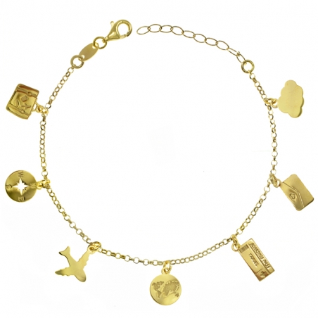 Pulsera dijes viajes Plata de Ley