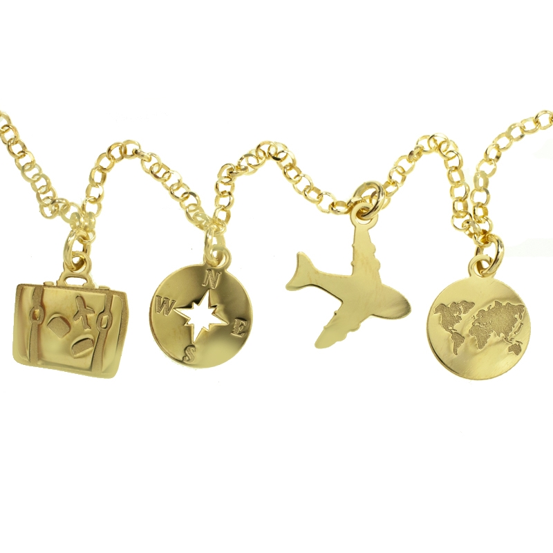 Pulsera dijes viajes Plata de Ley