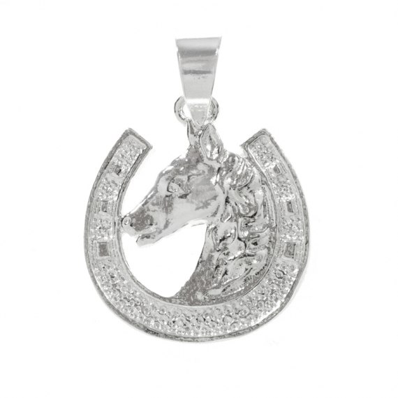 Colgante herradura con caballo Plata de Ley