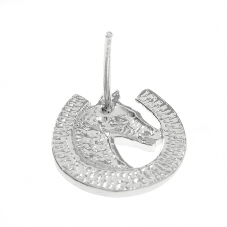 Pendientes herradura con caballo Plata de Ley