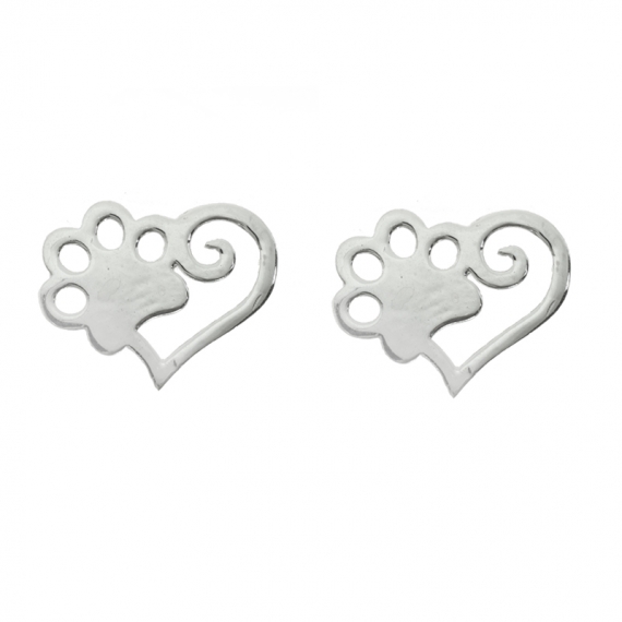 Pendientes corazón huella Plata de Ley