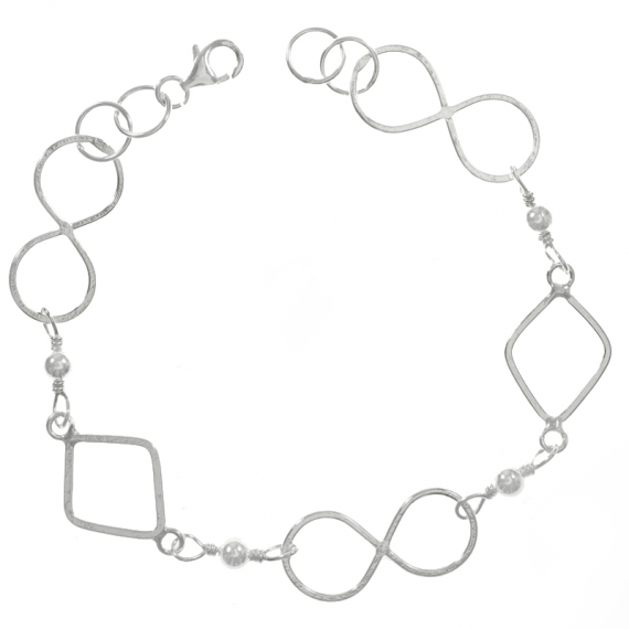 Pulsera infinitos y rombos Plata de Ley