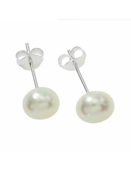 Pendientes perla Plata de Ley