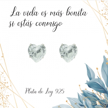 Pendientes corazón circonita