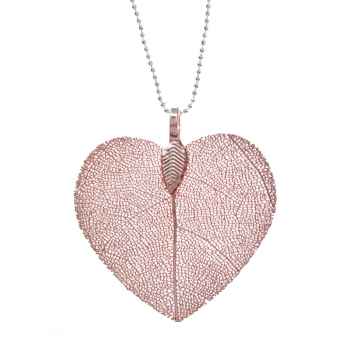 Collar corazón de hoja natural